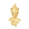 Brass Micro Pave Cubic Zirconia Pendants, Movable 3D Fish Charms, with Jump Ring, Cadmium Free & Lead Free, Long-Lasting Plated, Salmon, 29.5x15.5x10mm, Hole: 3mm