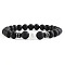 Round Natural Howlite Beaded Stretch Bracelets for Women Men, with Frosted Black Onxy Beads