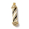 Rack Plating Brass Micro Pave Cubic Zirconia and Enamel Pendants, Long-Lasting Plated, Lead Free & Cadmium Free, Light, White, 36.5x9.5mm, Hole: 4mm