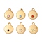Ion Plating(IP) 304 Stainless Steel Charm, with Grade A Rhinestone, Golden, Flat Round, Mixed Color, 13x10.5x2mm, Hole: 1.2mm