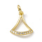 Brass Micro Pave Clear Cubic Zirconia Ginkgo Leaf Charms, with Open Jump Rings, Cadmium Free & Lead Free, Real 18K Gold Plated, 12.5x10.5x2.5mm, Hole: 2.7mm