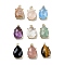 Gemstone Faceted Pendants, Rack Plating Golden Plated Brass Teardrop Charms, 17x10x6mm, Hole: 1.5mm