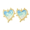 304 Stainless Steel Enamel Pendants, Heart Charms, Ion Plating(IP), Real 18K Gold Plated, Cornflower Blue, 41x35.5x2.5mm, Hole: 1.8mm