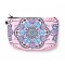 Polyester Tarp Zip Cosmetic Pouches, Rectangle with Flower Pattern, Pink, 14.4x21.7x2.1cm
