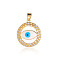 Brass Micro Pave Cubic Zirconia Pendants, Cadmium Free & Nickel Free & Lead Free, Evil Eye Charms, Real 18K Gold Plated, 20x18x3.8mm