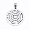 Non-Tarnish 201 Stainless Steel Quote Pendants, Stamped Dog Tags, Inspirational Gifts for Son Jewelry, Flat Round, Laser Cut, Stainless Steel Color, 33x30x1.5mm, Hole: 4x7.5mm