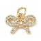 Brass Micro Pave Cubic Zirconia Charms, Cadmium Free & Lead Free, Bowknot, with Jump Ring, Real 18K Gold Plated, 8.5x12.5x2mm, Hole: 3mm