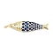 Brass with Cubic Zirconia Pendants, Fish Charms, Cadmium Free & Lead Free, Long-Lasting Plated, Rack Plating, with Jump Ring, Dark Blue, 25.5x7x4mm, Hole: 3mm