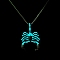 Luminous Glow in the Dark Alloy Scorpio Pendant Necklaces, with Stainless Steel Curb Chain, Cyan, 27.56 inch(70cm)