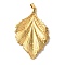 Ion Plating(IP) 304 Stainless Steel Big Pendants, Leaf Charm, Golden, 61.5x39.5x5mm, Hole: 3.5mm