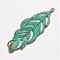 Tibetan Style Alloy Pendants, Leaf, Antique Bronze & Green Patina, 71x25x2mm, Hole: 2mm