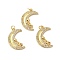 Rack Plating Brass Pave Cubic Zirconia Pendants, with Jump Ring, Lead Free & Cadmium Free, Real 18K Gold Plated, Long-Lasting Plated, Moon with Word Star Charm, Clear, 23x15.5x2.5mm, Hole: 3.4mm