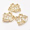 Alloy Open Back Bezel Pendants, For DIY UV Resin, Epoxy Resin, Pressed Flower Jewelry, Bell, Golden, 37x45x2.5mm, Hole: 2mm