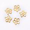 304 Stainless Steel Links, Etched Metal Embellishments, Flower, Golden, 10x10x0.8mm, Hole: 2.5~3x1.5~2mm