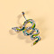 316L Surgical Stainless Steel Pave Cubic Zirconia Enamel Dangle Curved Barbell Belly Rings, Stainless Steel Color, Snake, Bar Length: 3/8
