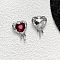 Alloy Pendants, with Heart Charms, Valentine's Day Themes, Platinum, 24x17mm