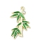 Rack Plating Alloy Enamel Rhinestone Pendants, Cadmium Free & Nickel Free & Lead Free, Bamboo, Golden, 29.5x18.5x3mm, Hole: 1.6mm