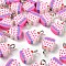 Handmade Polymer Clay Charms, with Iron Findings, Camellia, 14x10.5x4.5mm, Hole: 2mm