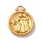 304 Stainless Steel Pendants, Flat Round with Constellations Charm, Matte Gold Color, Gemini, 20.5x17x3mm, Hole: 2.5x2mm