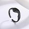 Yin-yang Alloy with Rhinestone Cuff Rings, Couple Rings, Gunmetal, Inner Diameter: Adjustable