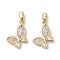Brass Micro Pave Clear Cubic Zirconia Pendants, Cadmium Free & Nickel Free & Lead Free, Butterfly Charms, Real 18K Gold Plated, 16x11.5x2.8mm, Hole: 5x2.8mm