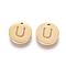 304 Stainless Steel Charms, Ion Plating (IP), Flat Round, Letter U, 10x1~1.5mm, Hole: 1mm