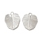 Non-Tarnish 304 Stainless Steel Pendants, Leaf Charm, Stainless Steel Color, 18x14x2mm, Hole: 2mm