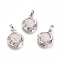 Natural Rose Quartz Pendants, with Platinum Tone Brass Findings, Flower, 24x19.4x9.8mm, Hole: 6x3.5mm