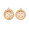 Brass Pendant Cabochon Settings, Cadmium Free & Nickel Free & Lead Free, Flat Round, Real 18K Gold Plated, Tray: 20mm, 26.5x22x8mm, Hole: 1.8mm