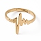 Ion Plating(IP) 201 Stainless Steel Heart Beat Adjustable Ring for Women, Real 18K Gold Plated, US Size 6 1/4(16.7mm)