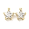 PVD Vacuum Plating 304 Stainless Steel Cubic Zirconia Pendants, Star Charms, Real 18K Gold Plated, 12x10x5mm, Hole: 1.6mm
