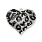 Brass Micro Pave Cubic Zirconia Pendants, Emanel Leopard Heart, Rack Plating, Long-Lasting Plated, Lead Free & Cadmium Free, Platinum, 22x25x4.5mm, Hole: 1.8mm