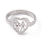 Non-Tarnish 201 Stainless Steel Heart with Lovers Adjustable Ring for Valentine's Day, Stainless Steel Color, US Size 6 1/4(16.7mm)
