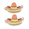 Rack Plating Alloy Enamel Colorful Sombrero Connector Charms, Cinco de Mayo Hat Links, Golden, 14.5x26x1.5mm, Hole: 1.6mm