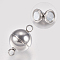 Tarnish Resistant 304 Stainless Steel Magnetic Clasps with Loops, Stainless Steel Color, 19.5x12mm, Hole: 2.2~2.5mm
