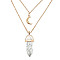 Natural Howlite Cone Pendant Double Layer Necklace, with Moon Charms, 19.69 inch(50cm)