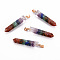 Natural & Synthetic Mixed Gemstone Pointed Pendants, with Golden Brass Bails, Bullet, 50~52.5x10x10mm, Hole: 4x7mm