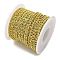 Brass Cup Chains, Cadmium Free & Lead Free, with Glass, Golden, Soldered, with Spool, Green Yellow, 3x5x2mm
