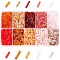 10 Style Glass Bugle Beads, Round Hole, Transparent & Opaque & Silver Lined & Pearl Luster & Rainbow Plated, Red, 6~8x1.5~2mm, Hole: 0.5~0.8mm