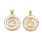 Brass Micro Pave Clear Cubic Zirconia Pendants, Cadmium Free & Lead Free, with Shel, Flat Round & Tree of Life Charms, Real 18K Gold Plated, 24x21.5x2.5mm, Hole: 5x3.5mm