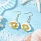 Shell Shape 304 Stainless Steel Dangle Earrings, with Shell Pendants & Cylinder Seed Bead & Shell Pearl Bead, Light Khaki, 46x25mm