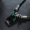 Luminous Alloy Glass Rectangle with Constellation Pendant Black Braided PU Leather Cord Necklaces, Platinum, Sagittarius, 19.69 inch(50cm)