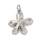 Brass Micro Pave Cubic Zirconia Pendants, Long-Lasting Plated, Lead Free & Cadmium Free, Platinum, Star, Clear, 19x17.5x4mm, Hole: 3mm