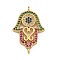 Rack Plating Brass Micro Pave Cubic Zirconia Religion Hamsa Hand Connector Charms, Real 18K Gold Plated, Long-Lasting Plated, Cadmium Free & Lead Free, Clear, 24x15.5x2.5mm, Hole: 1.4mm