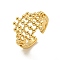 Brass Hollow Wide Open Cuff Rings, Cadmium Free & Lead Free, for Women, Real 18K Gold Plated, 17mm, Adjustable