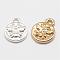 Brass Charms, Cadmium Free & Nickel Free & Lead Free, Flat Round with Bee, Mixed Color, 10x8x1.5mm, Hole: 1mm
