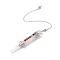 Natural Rose Quartz Dowsing Pendulums, Bullet Charm, with Brass Chain & Lobster Claw Clasps, Natural Quartz Crystal Tip, Gemstone & Glass Cabochons, 272mm, Hole: 2mm