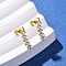 Brass Micro Pave Clear Cubic Zirconia Stripe Stud Earrings, Real 18K Gold Plated, 12x3.5mm