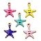 Ion Plating(IP) 201 Stainless Steel Charms, with Enamel, Real 18K Gold Plated, Sea Animal, Starfish Charm, Mixed Color, 15x11.5x1.5mm, Hole: 1.6mm
