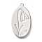 Brass Micro Pave Cubic Zirconia Pendants, Cadmium Free & Nickel Free & Lead Free, Birthday Flower Charms, February Iris, 26x14x1mm, Hole: 1.2mm